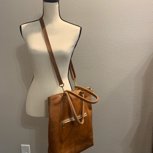 Sseko Convertible Tote in Oiled Caramel - Picture 2 of 10